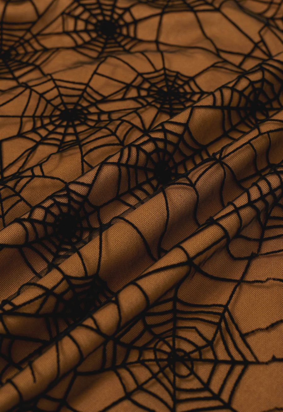 Cobweb Mystique Mesh Tulle Midi Skirt in Pumpkin Halloween Costumes