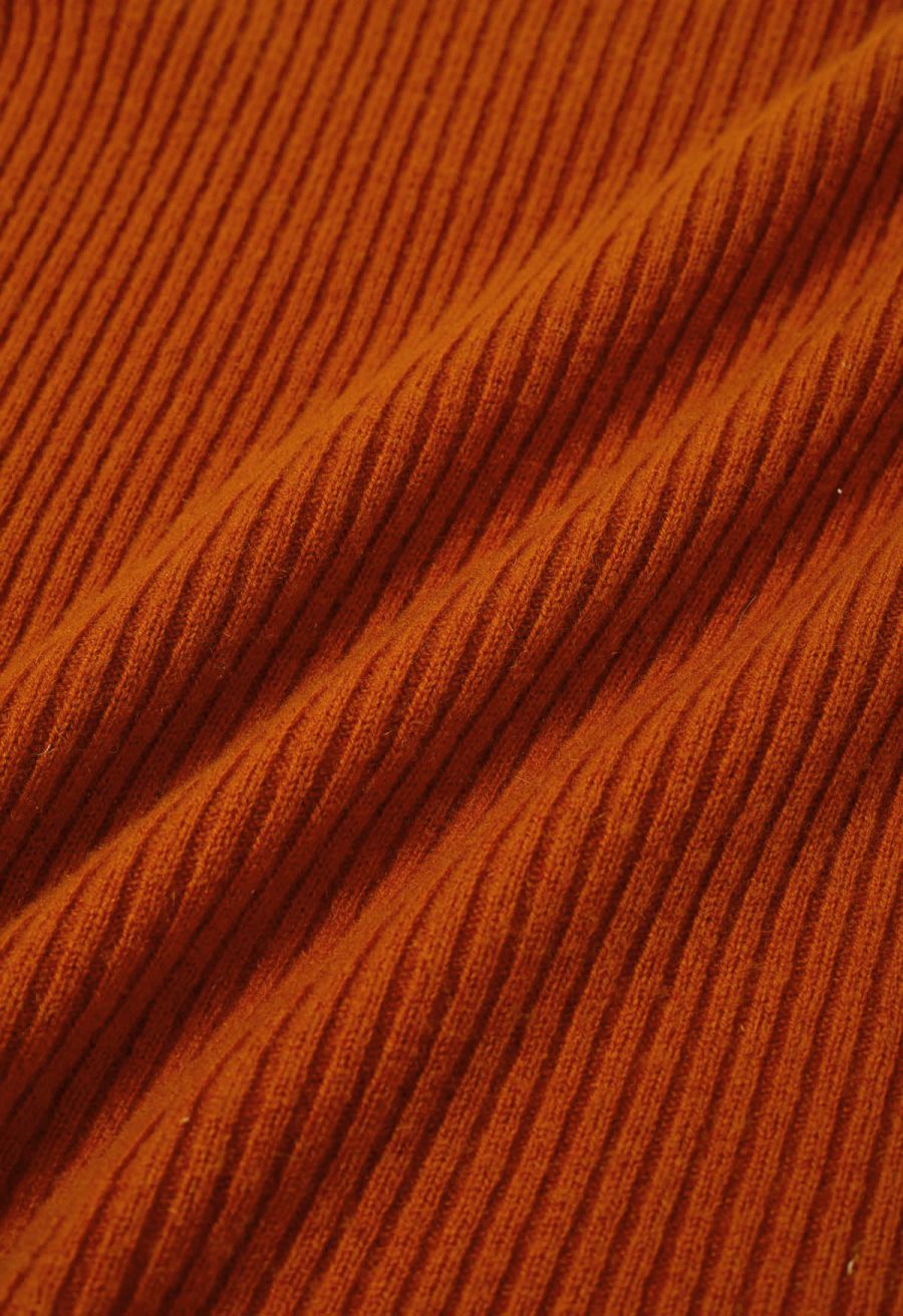 Elemental Mock Neck Long-Sleeve Wool Sweater in Orange