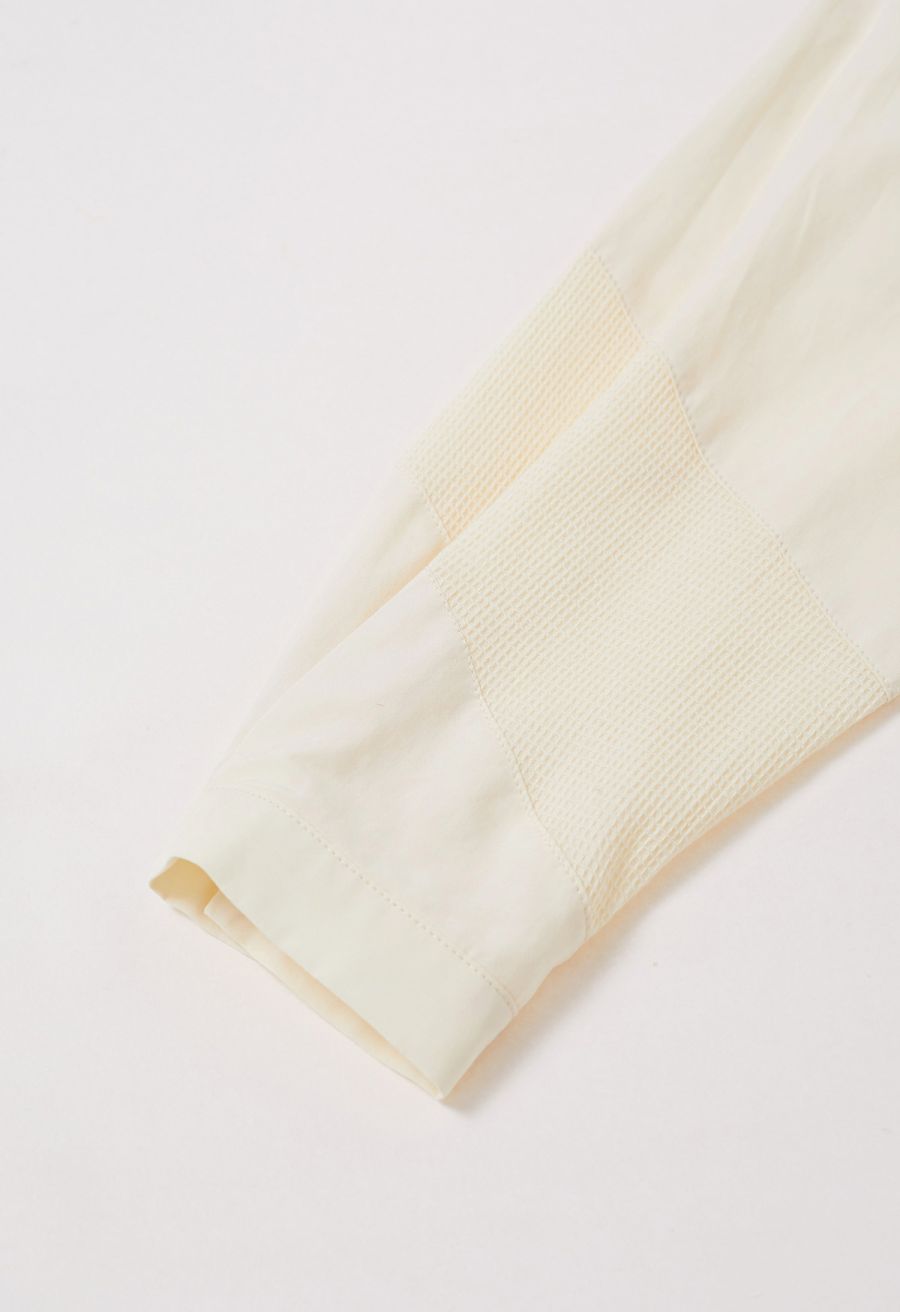 Geometric Panelled Cotton Button-Down Shirt in Cream