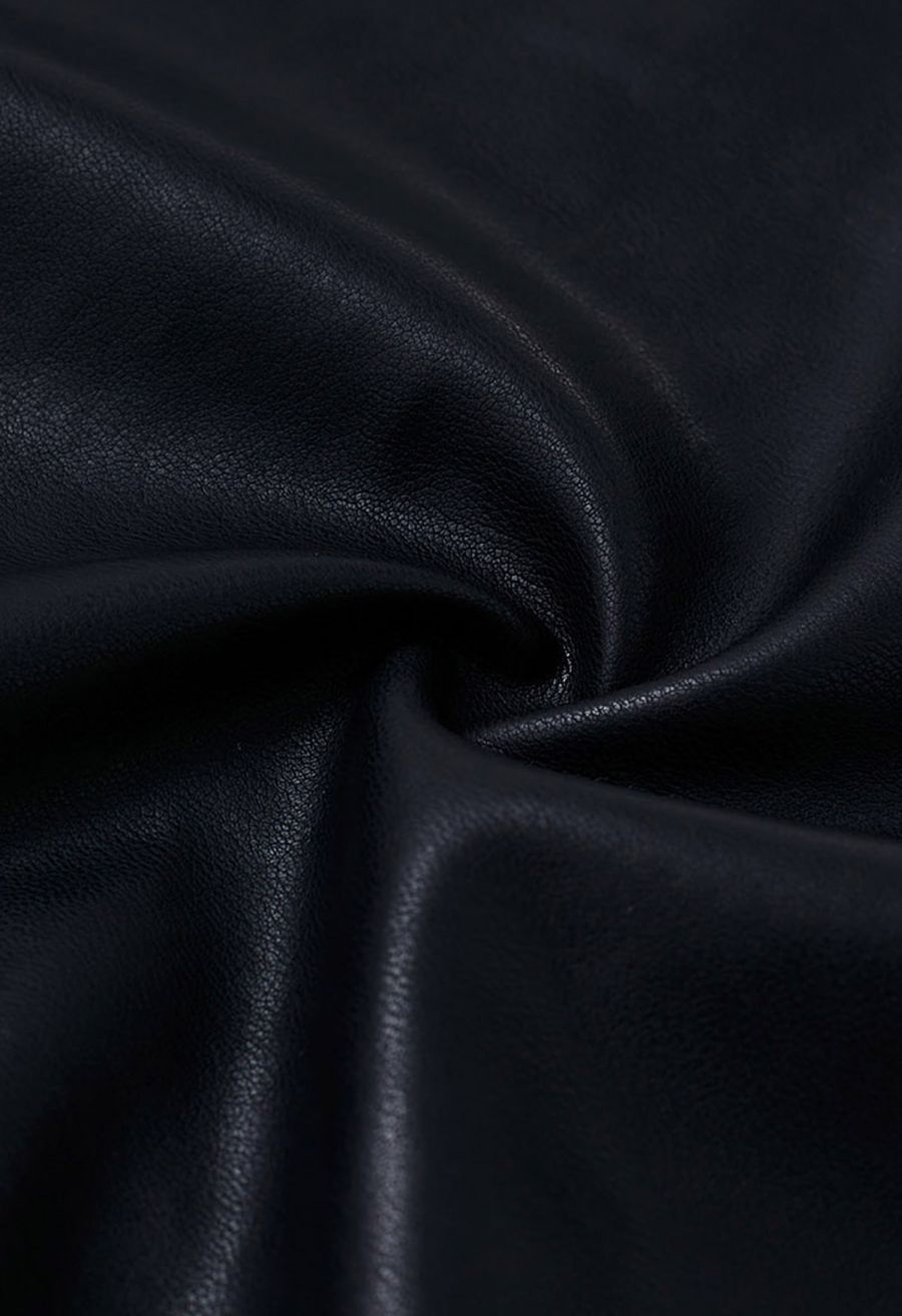 Smooth Silhouette Faux Leather Split Maxi Skirt in Black