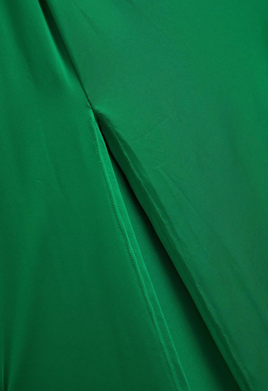 Twist Front V-Neck Cutout Sleeve Maxi Dress in Green