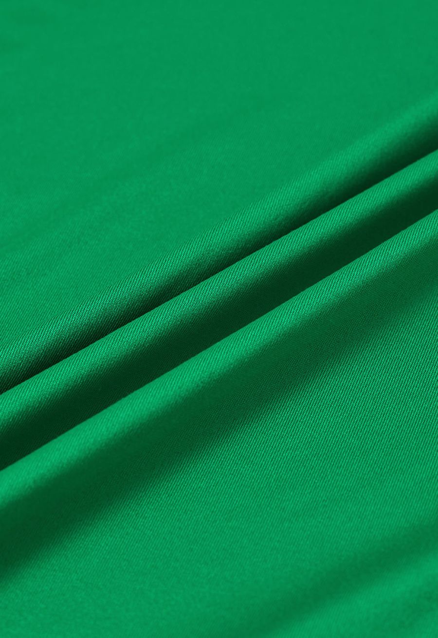 Twist Front V-Neck Cutout Sleeve Maxi Dress in Green
