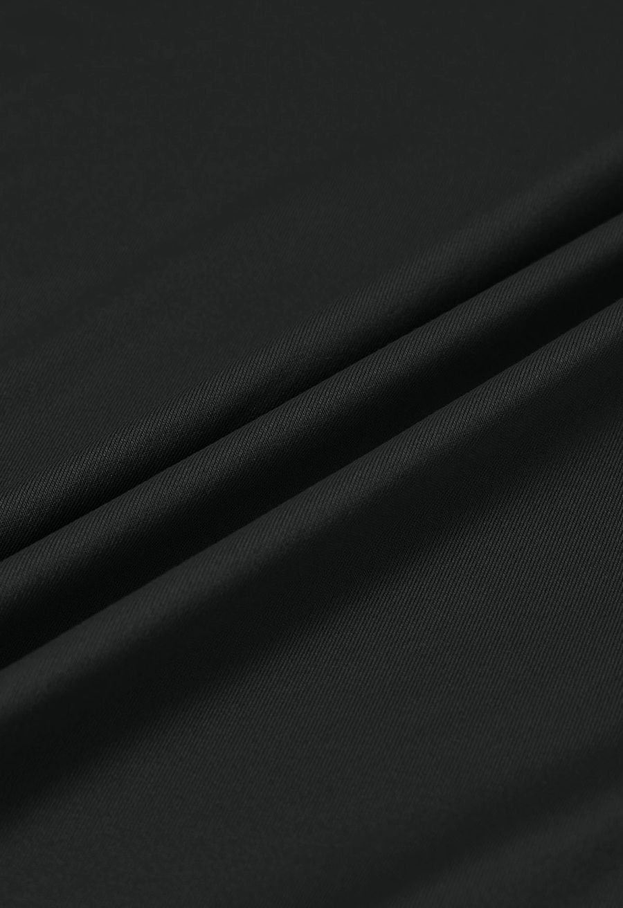 Twist Front V-Neck Cutout Sleeve Maxi Dress in Black