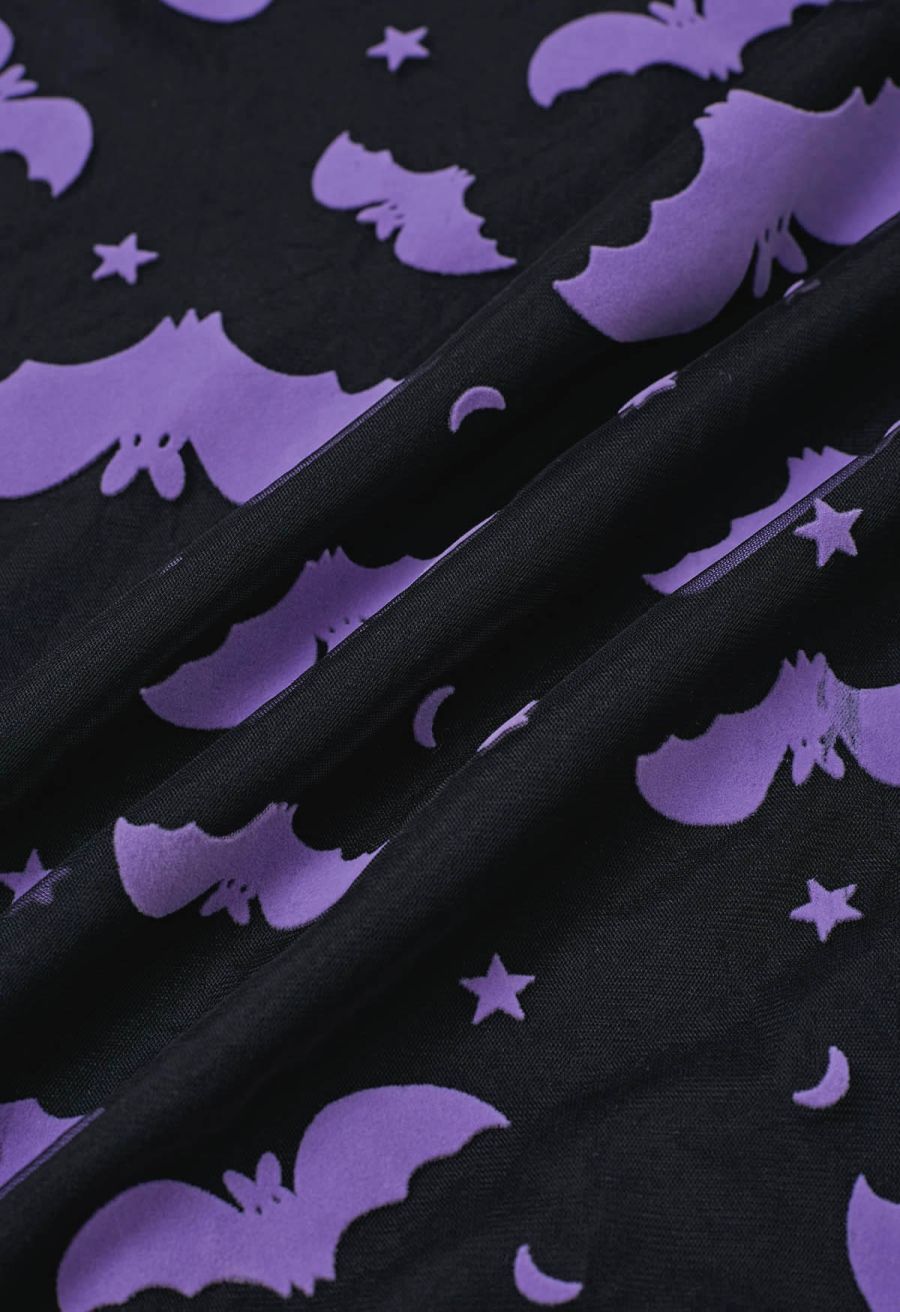 Velvet Bats Mesh Tulle Midi Skirt in Black Halloween Costumes
