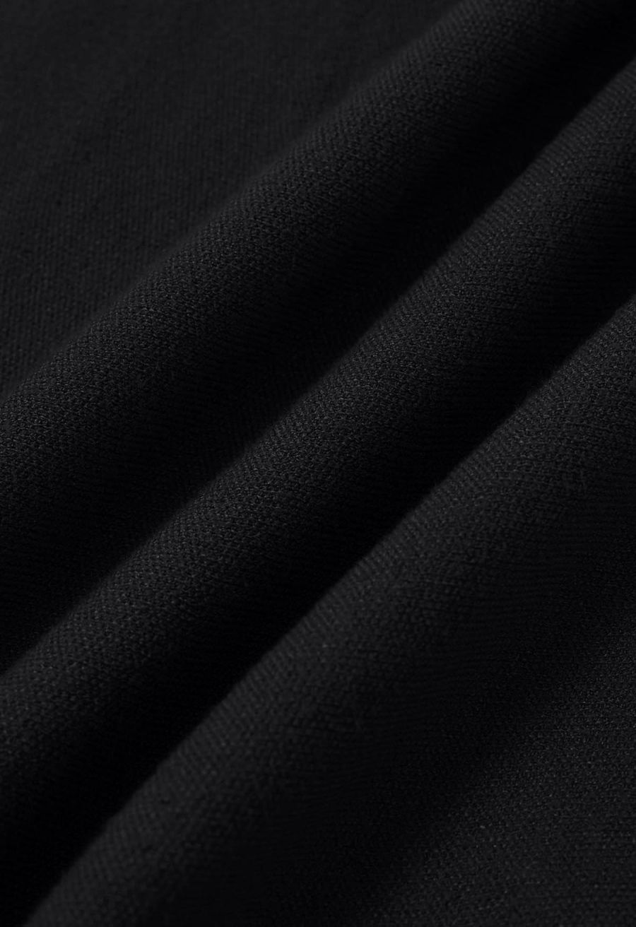 Easy Fringed Mermaid Knit Maxi Skirt in Black