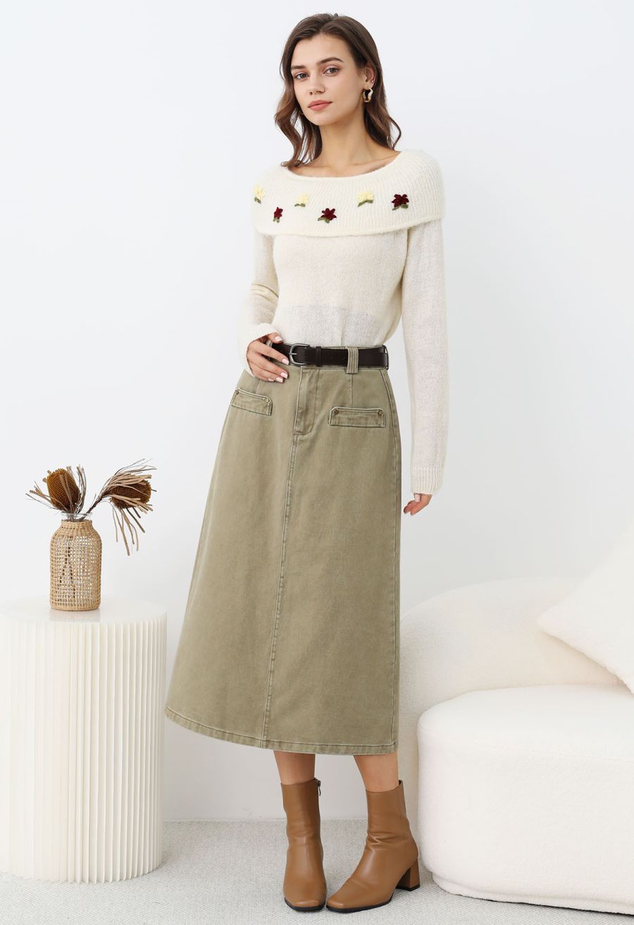 Adorable Stitch Posy Foldover Shoulder Knit Top