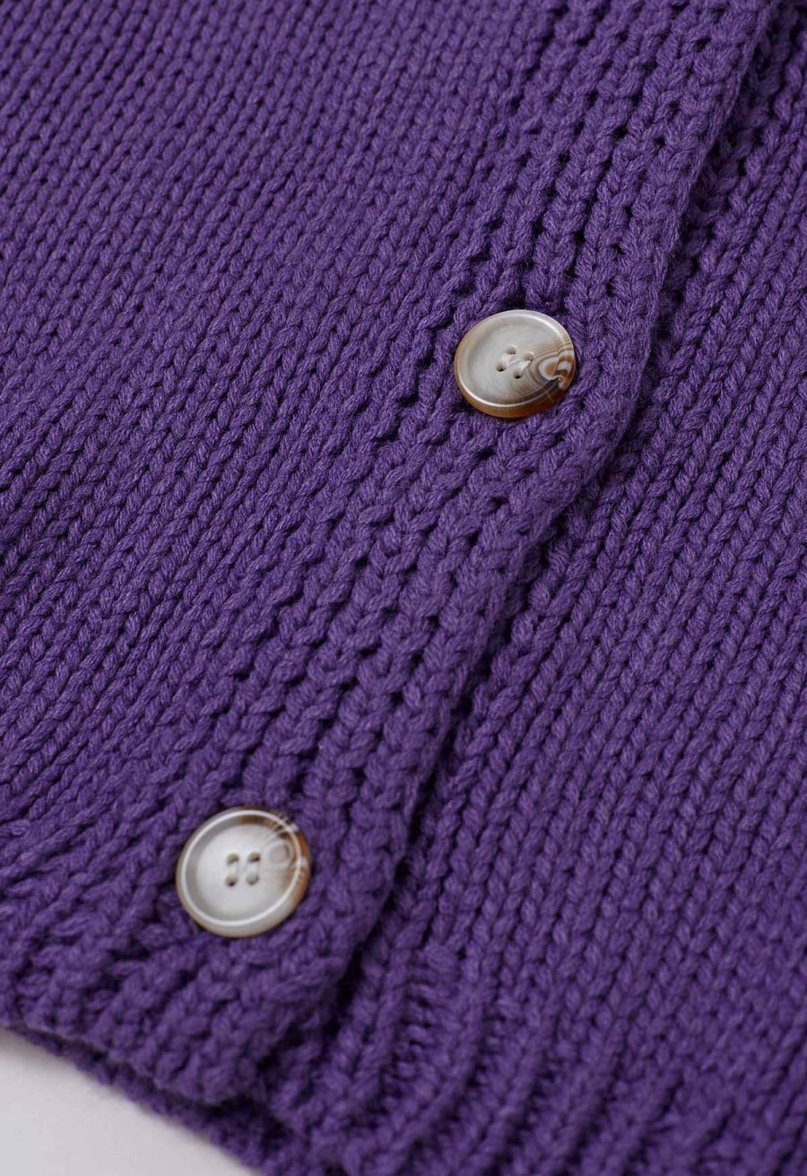 Mystic Bats Patch Buttoned Knit Cardigan in Purple Halloween Costumes