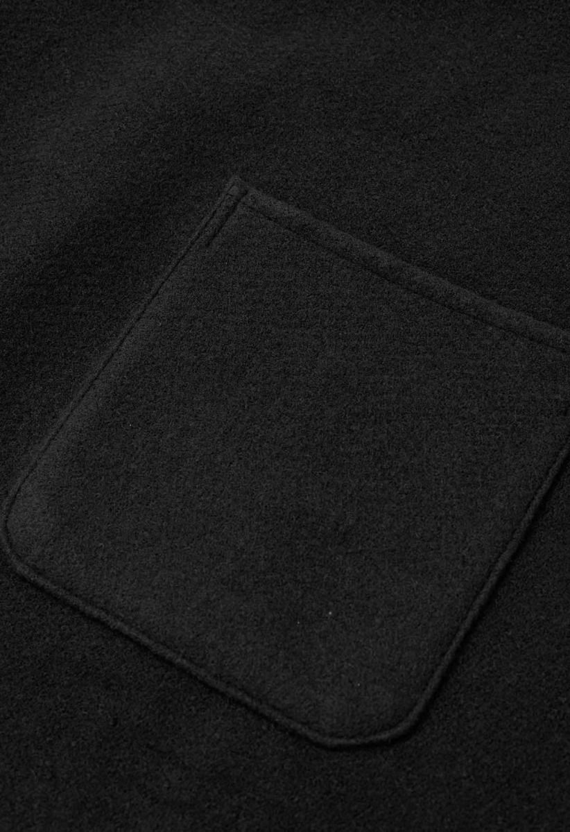 Whisper Soft Pocket Fringed Hem Poncho in Black