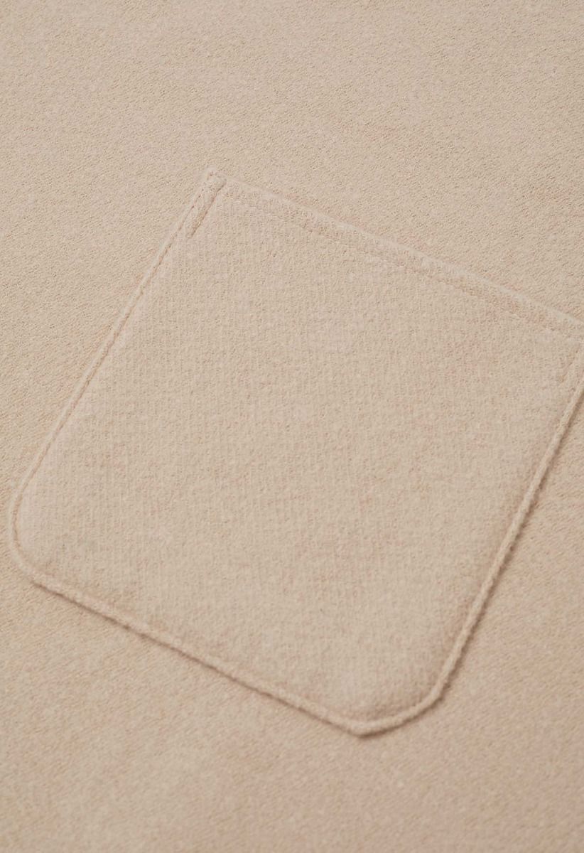 Whisper Soft Pocket Fringed Hem Poncho in Light Tan