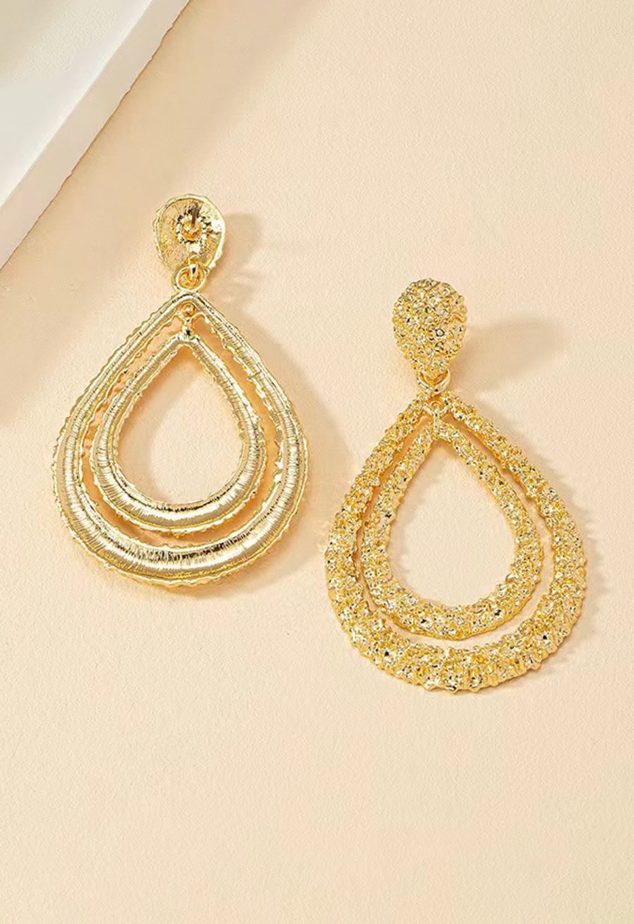 Double-Layered Teardrop Earrings in Gold