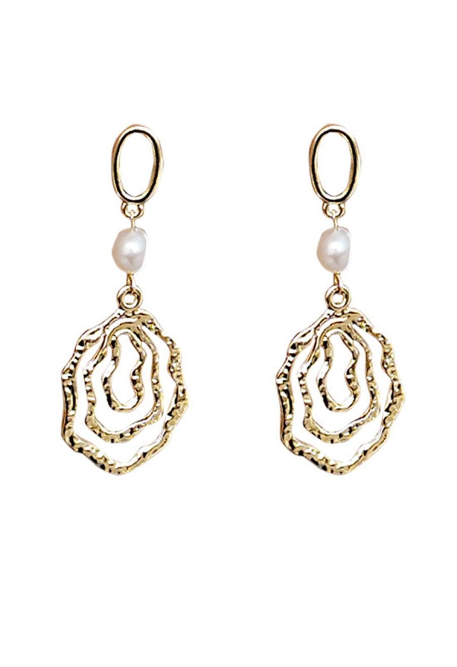 Hollow Out Freshwater Pearl Earrings