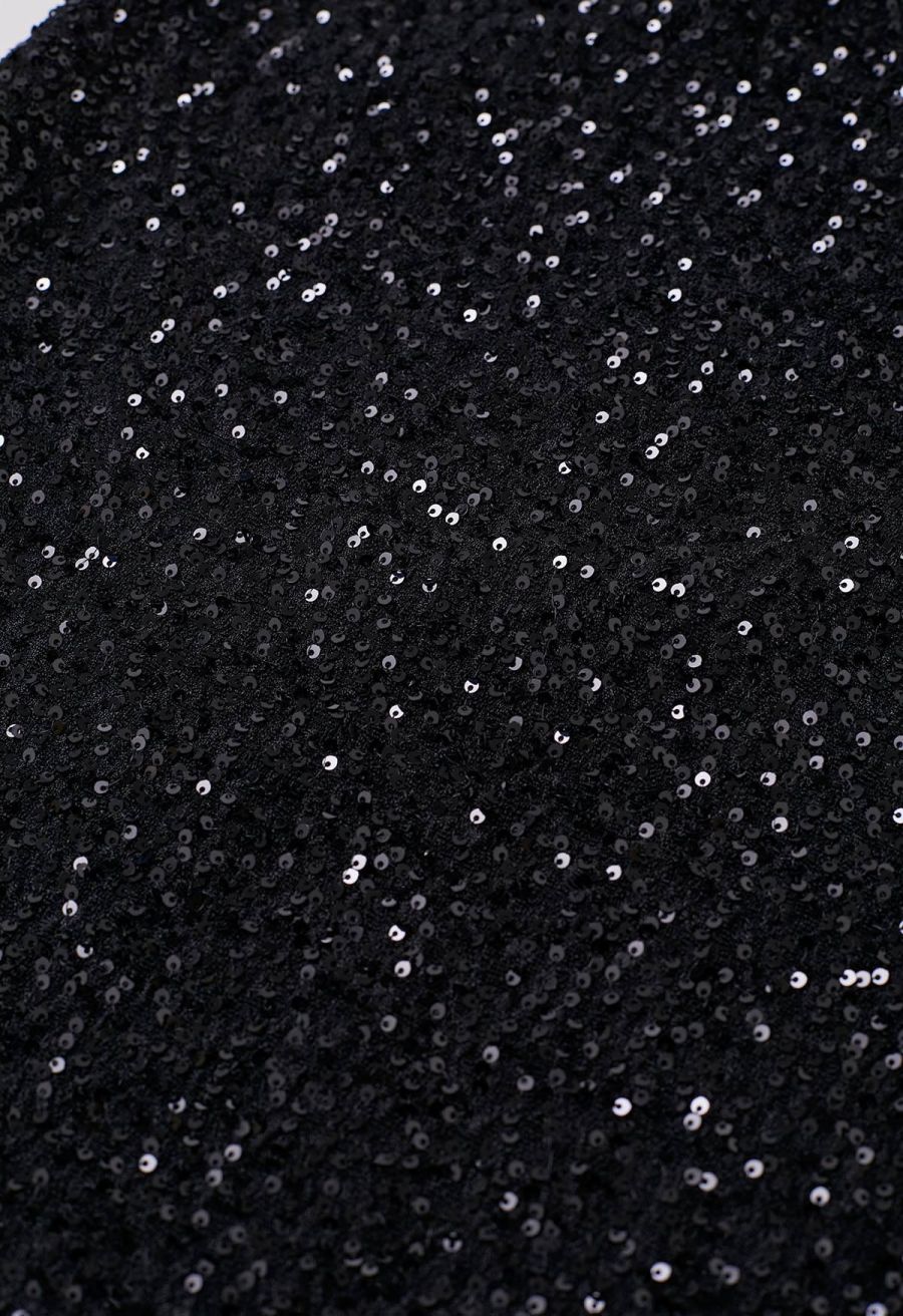 Full Sequin Mermaid Maxi Skirt in Black