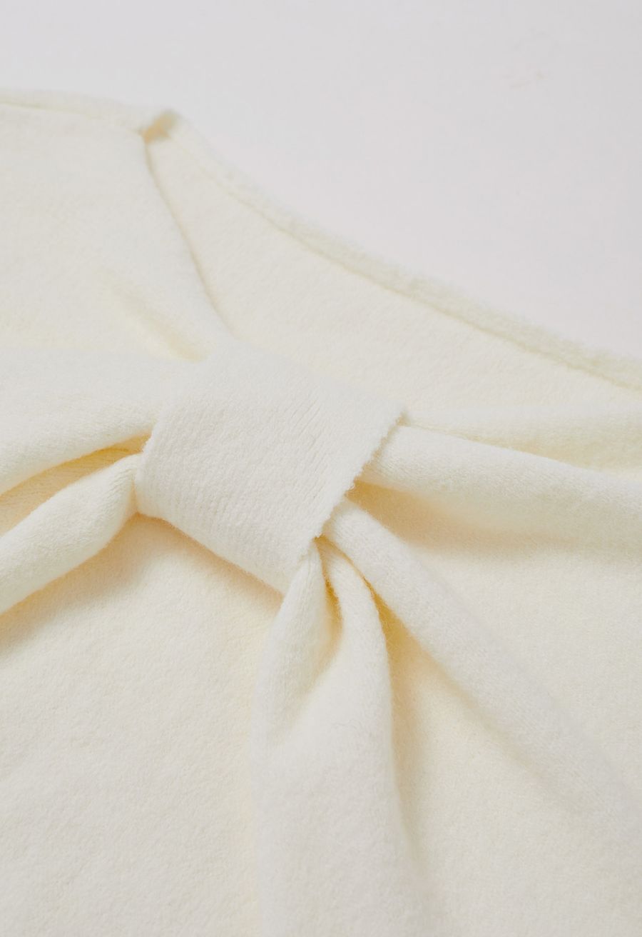Mesmerizing Bowknot Cami Top and Sweater Set in Cream