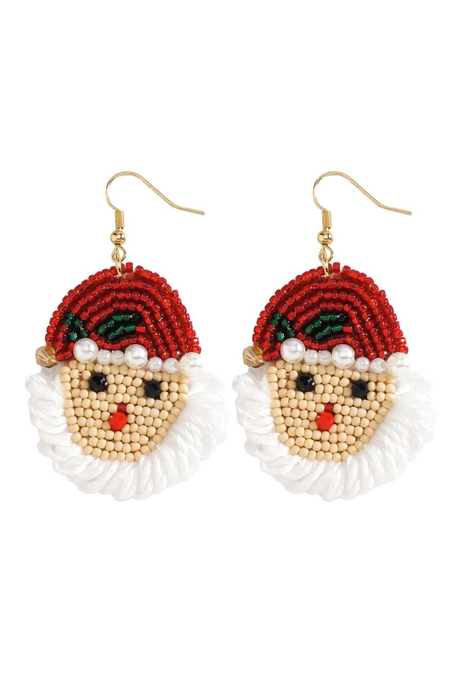 Jolly Santa Claus Beaded Hook Earrings