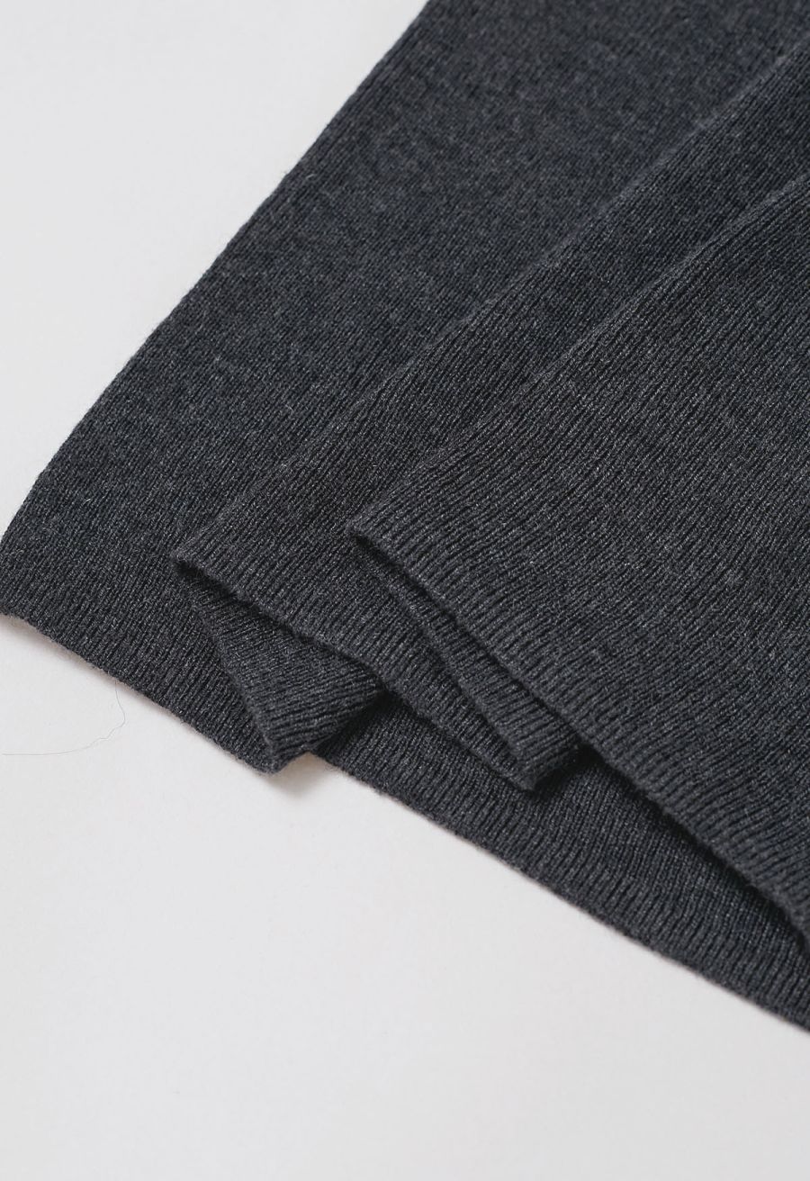 Organza Bowknot Neckline Knit Top in Smoke