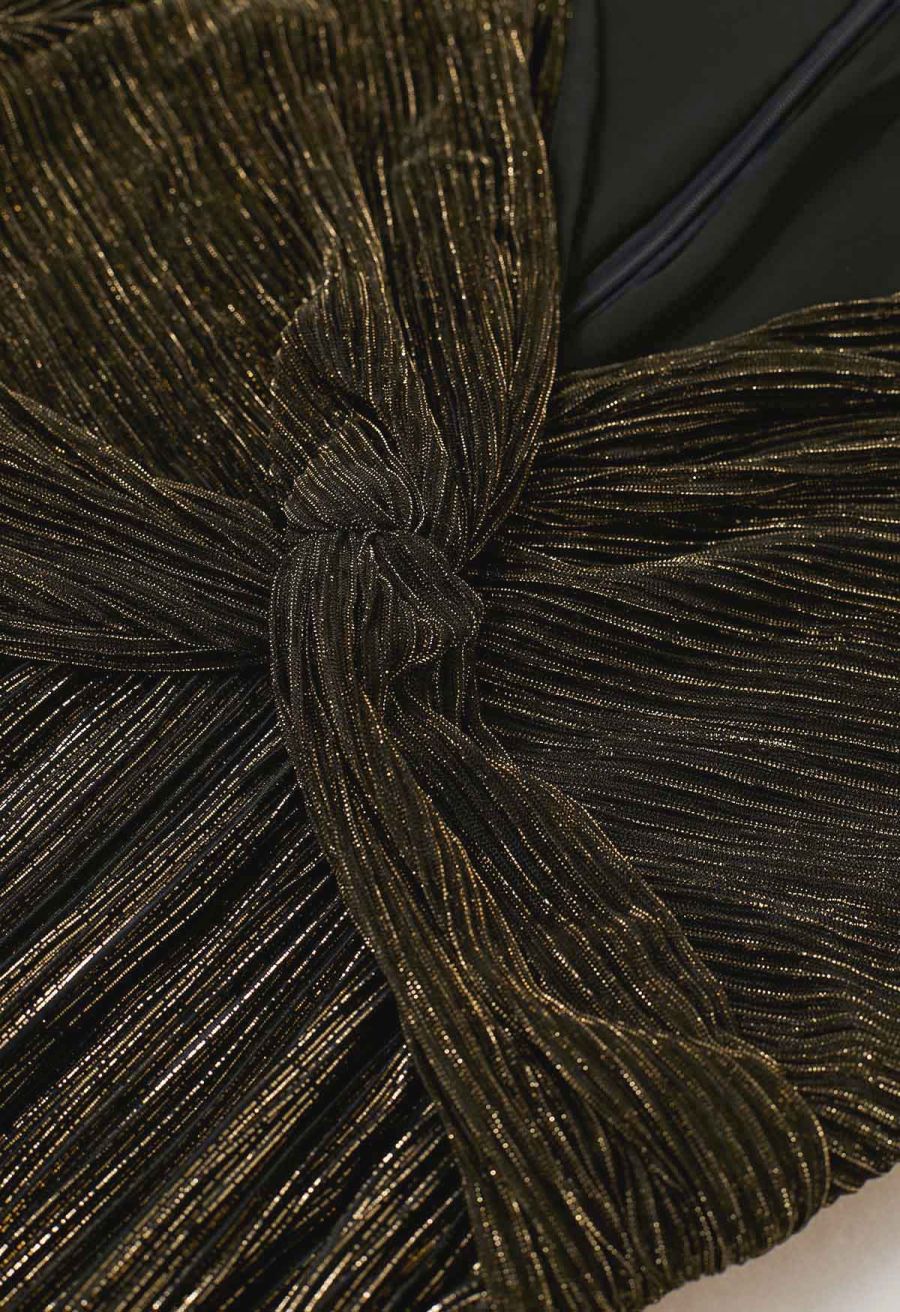 Glamorous Twist Metallic Cocktail Dress in Black