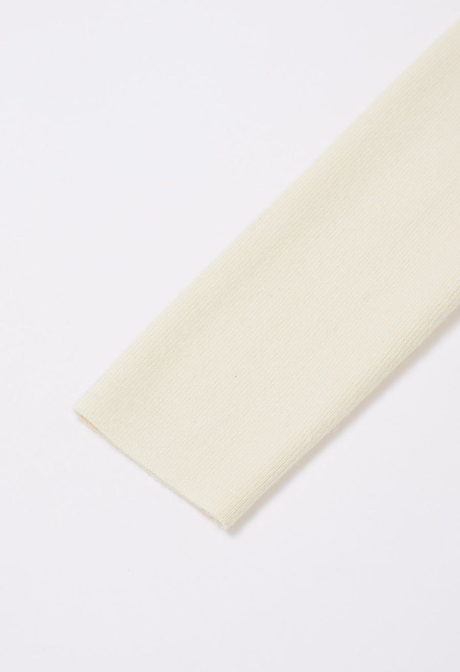 Turtleneck Gigot Sleeve Knit Top in Cream