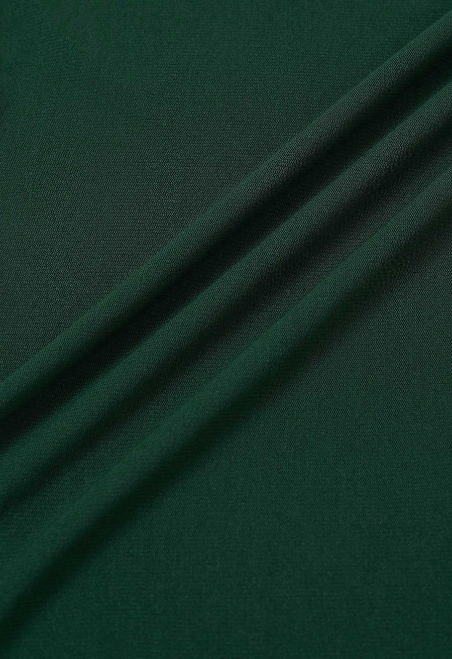 Double-Layered Mesh Spliced Fitted Top in Green