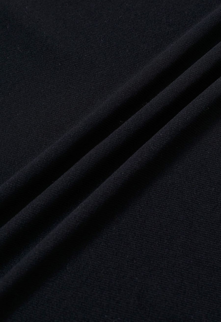 Double-Layered Mesh Spliced Fitted Top in Black