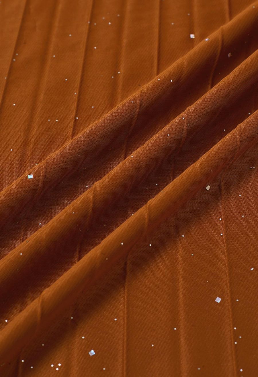 Twinkling Night Pleated Maxi Skirt in Pumpkin