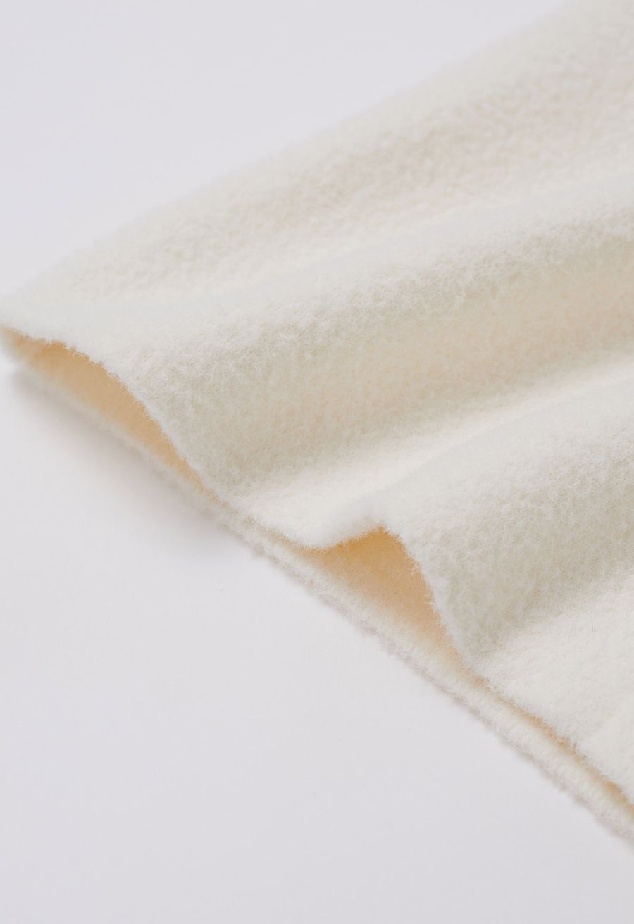 Pearl Double-Breasted Knit Coat in Cream
