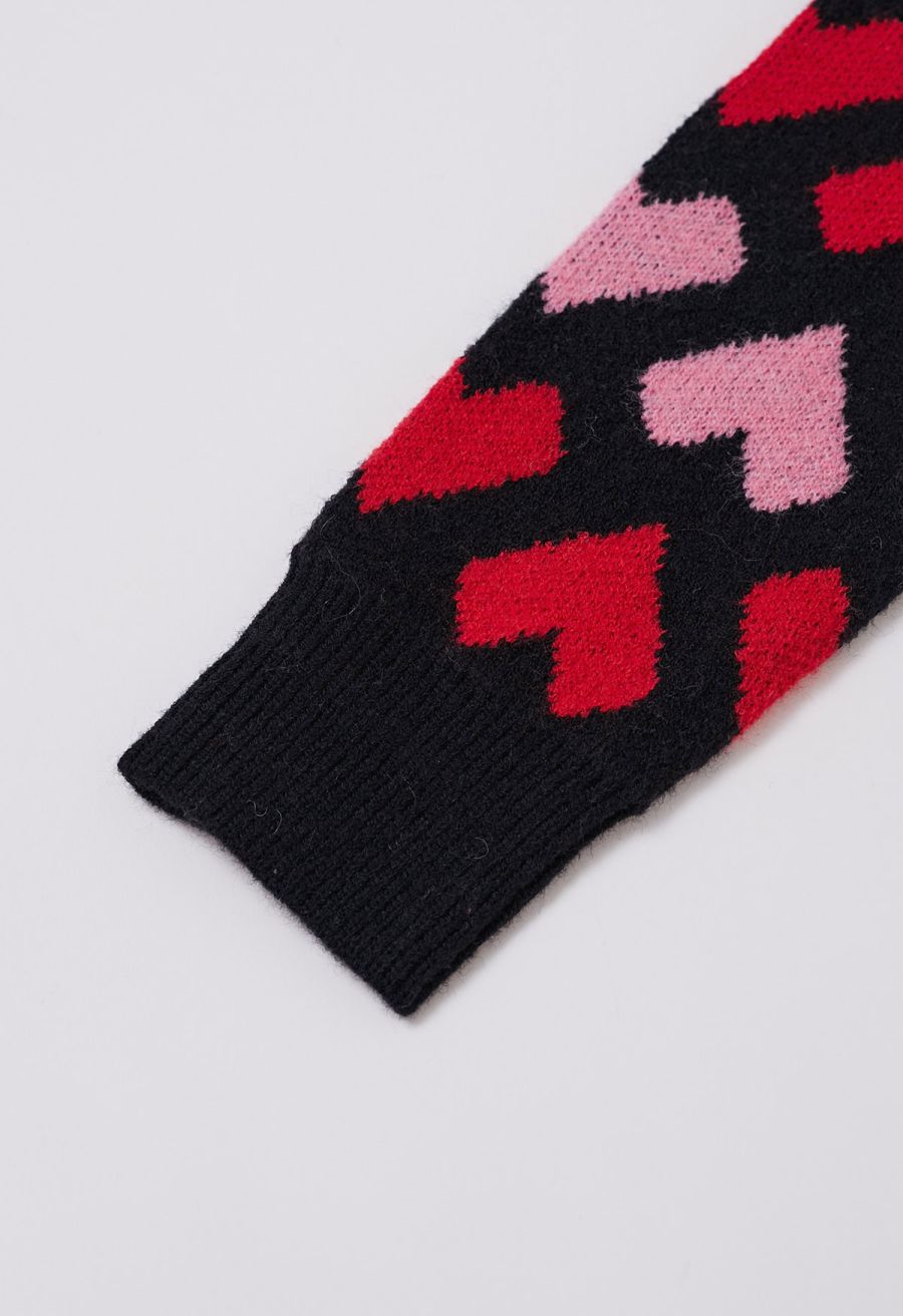 Endless Love Crew Neck Knit Sweater in Black