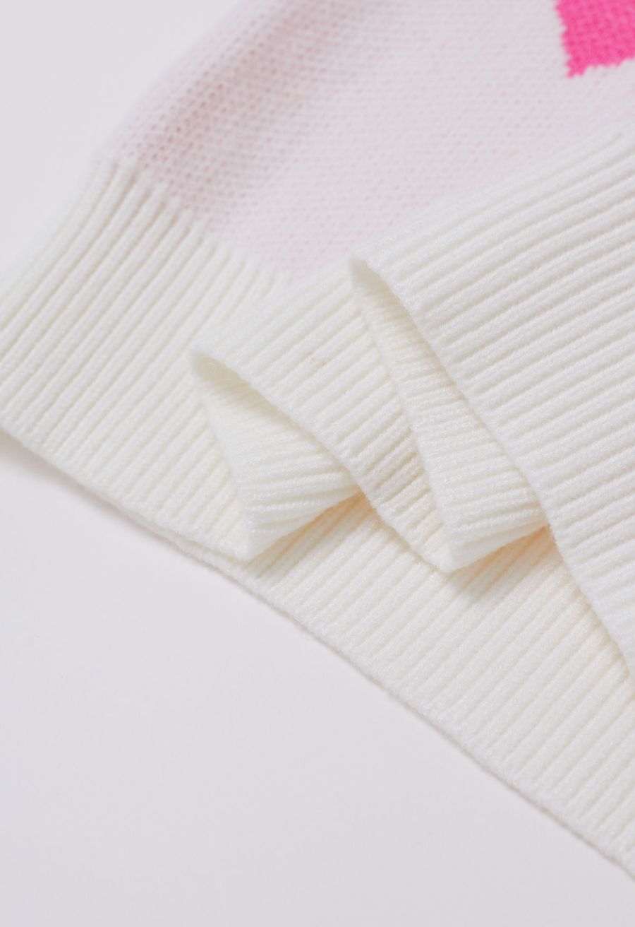 Soulful Heart Crew Neck Knit Sweater in White