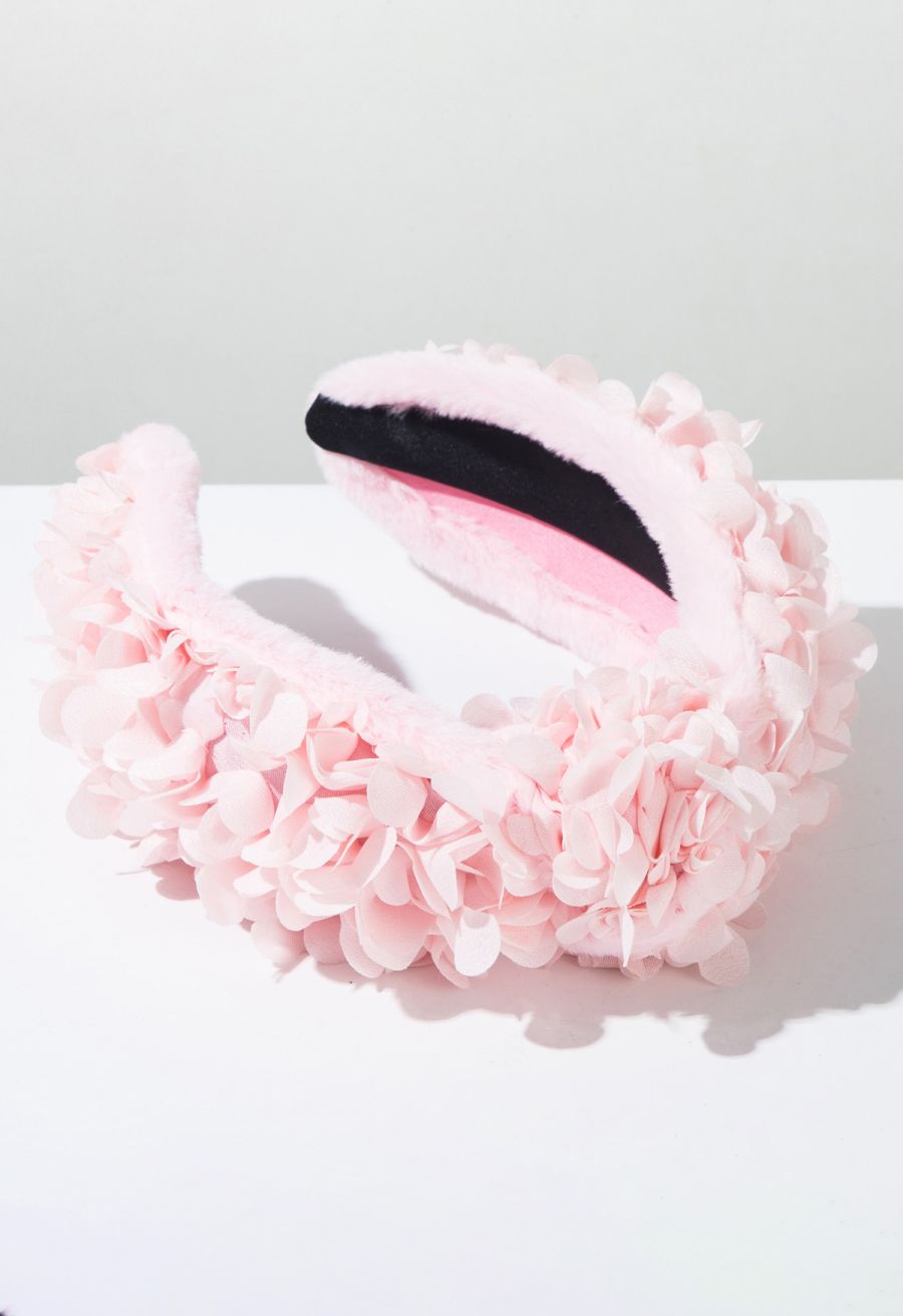 Pink Petal Knotted Fuzzy Headband