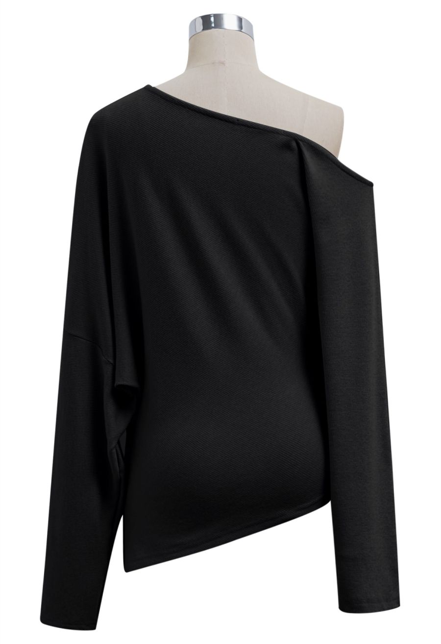 One-Shoulder Asymmetric Top in Black