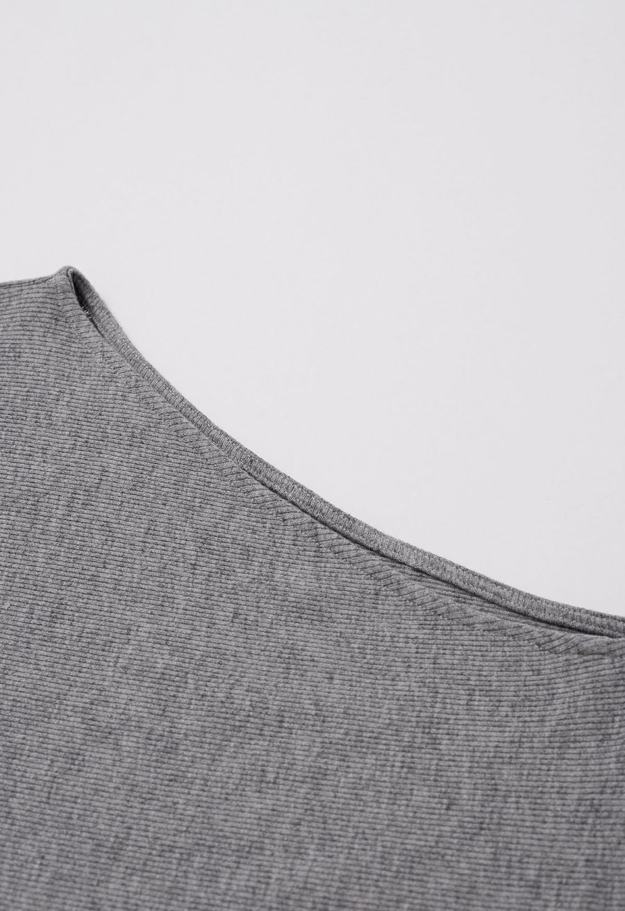 One-Shoulder Asymmetric Top in Grey