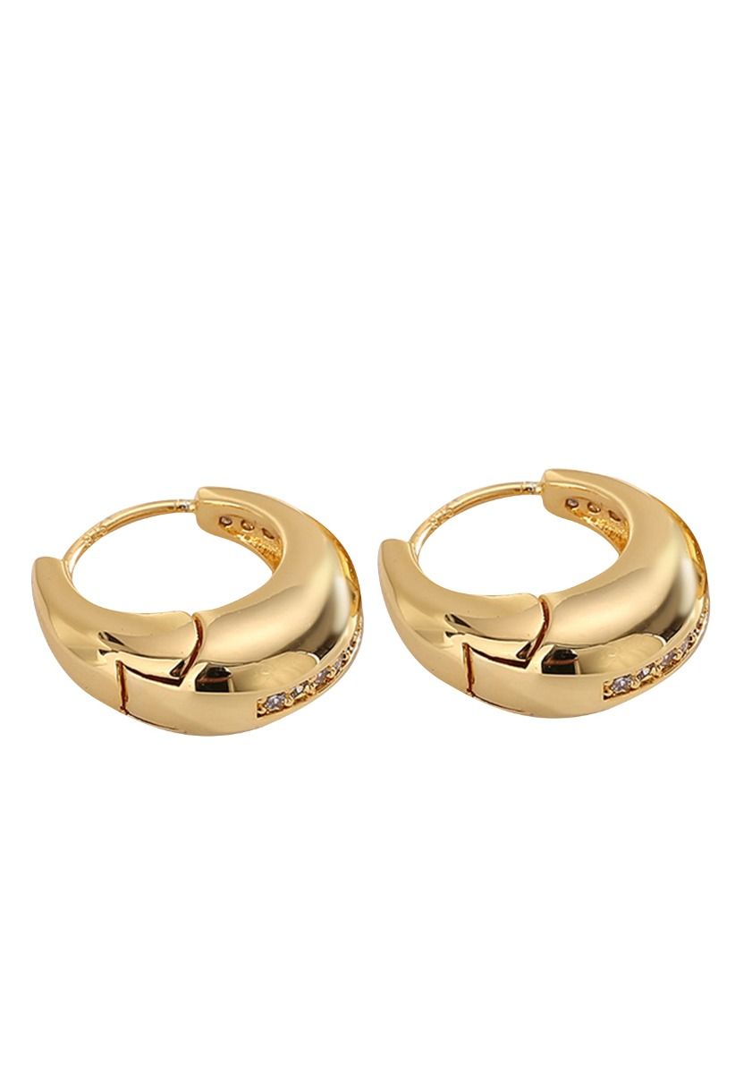 Rhinestone Decor Zircon Hoop Earrings