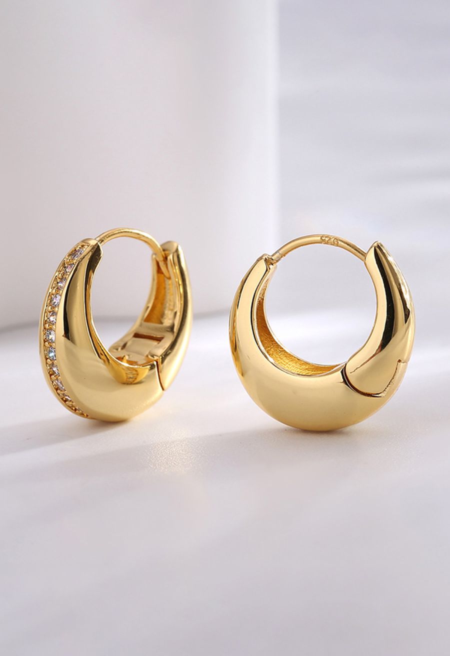 Rhinestone Decor Zircon Hoop Earrings