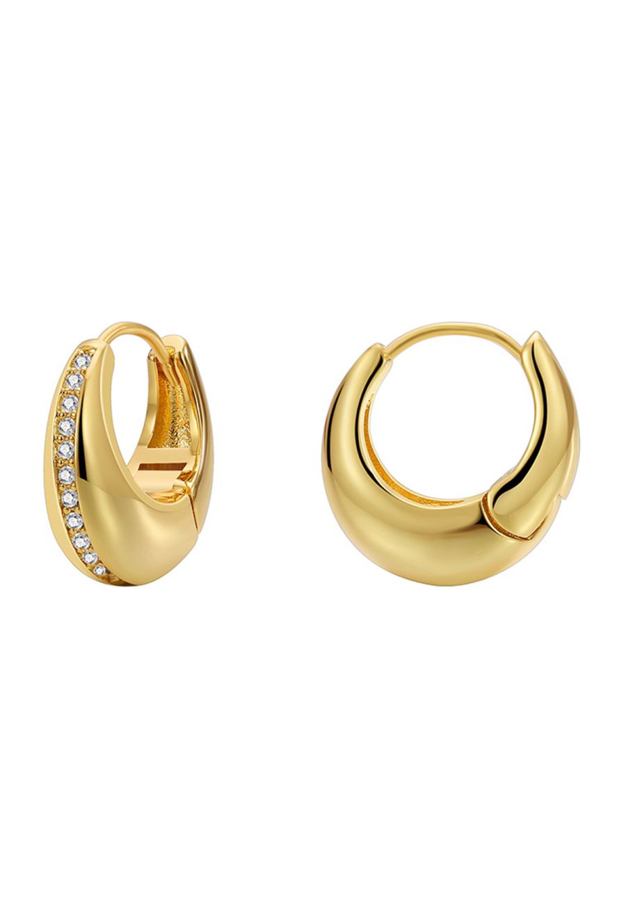 Rhinestone Decor Zircon Hoop Earrings