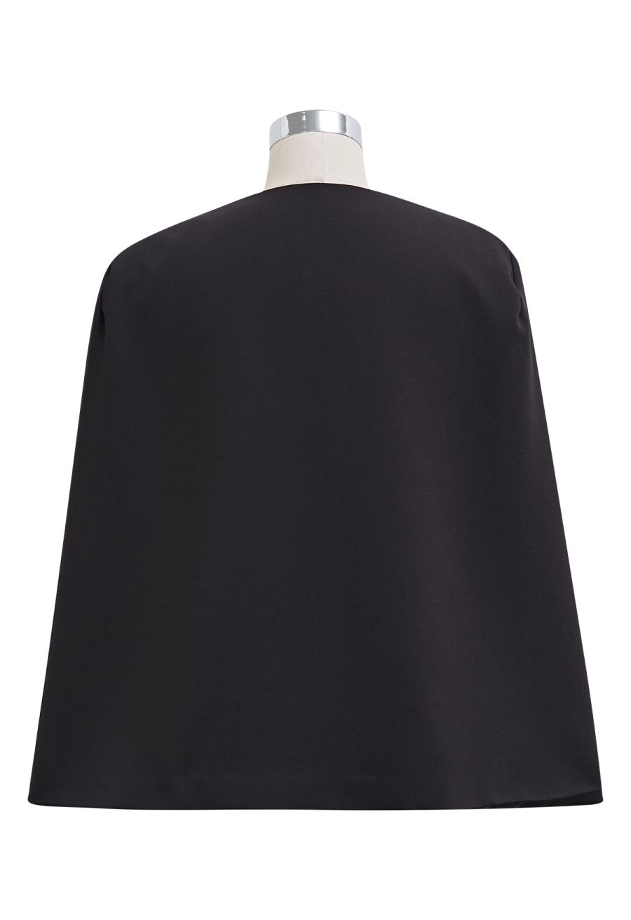 Modish Split Sleeve Cape Jacket in Black