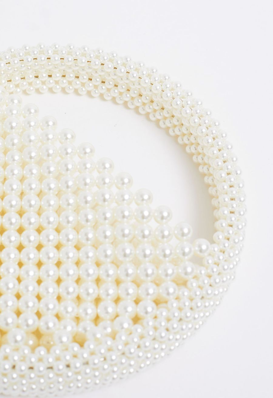 Handmade Pearl Beaded Circle Clutch