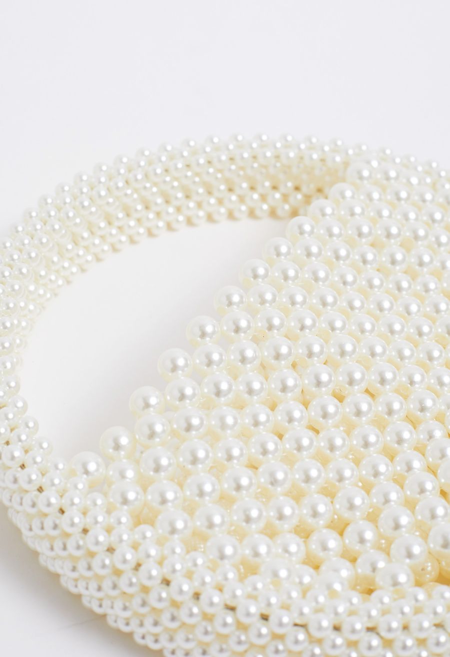 Handmade Pearl Beaded Circle Clutch