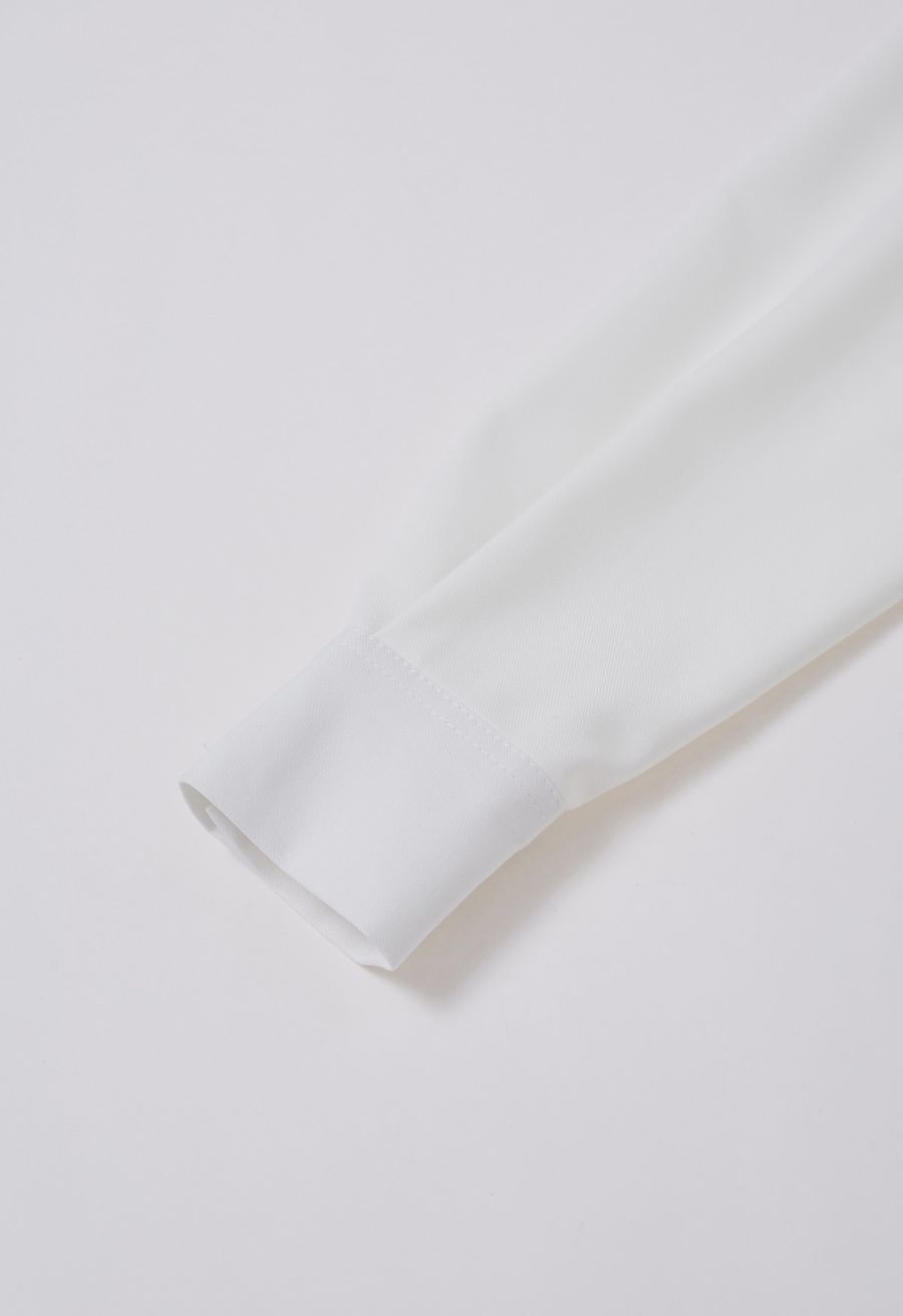 Deep V-Neck Collared Shirt in White