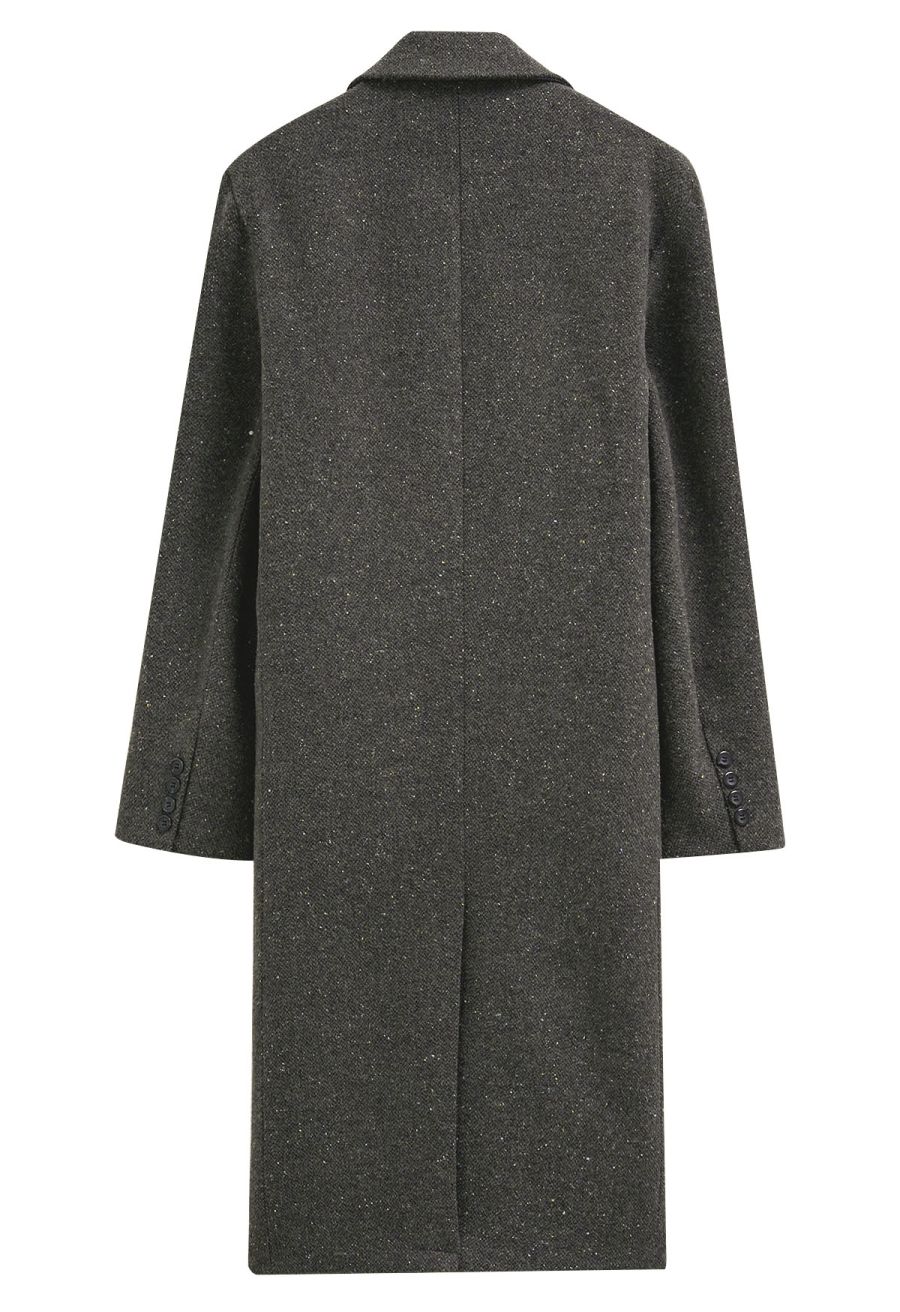 Notch Lapel Flap Pocket Double-Breasted Blazer Coat