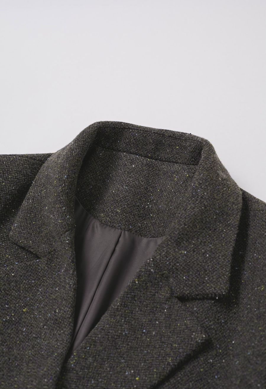 Notch Lapel Flap Pocket Double-Breasted Blazer Coat