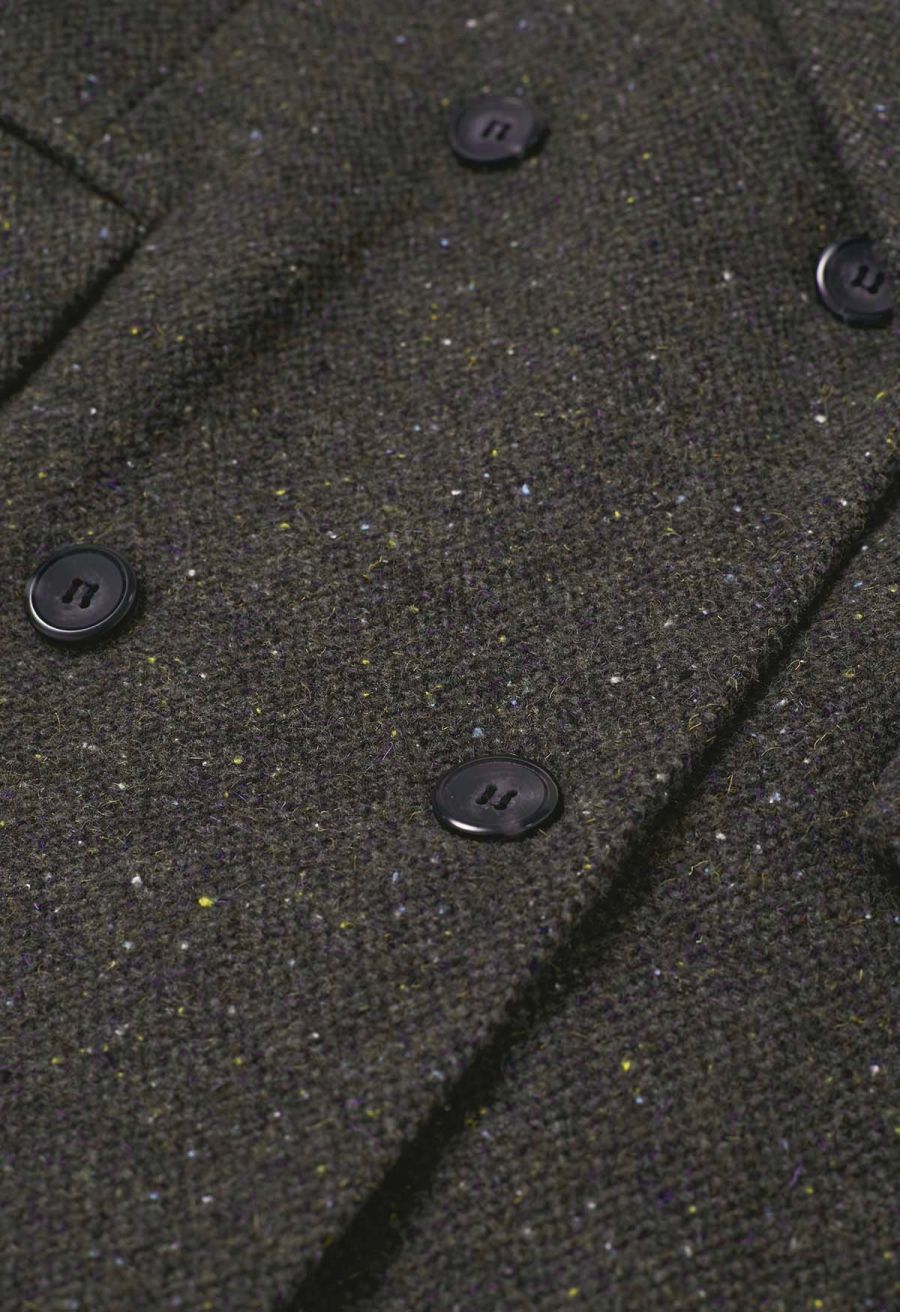 Notch Lapel Flap Pocket Double-Breasted Blazer Coat