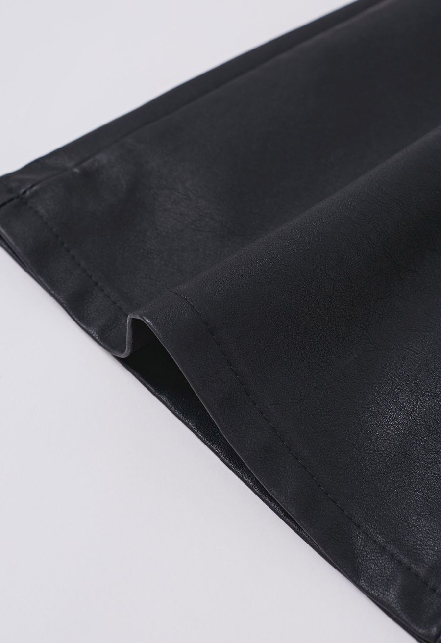 Faux Leather Belt Mini Bud Skirt 
