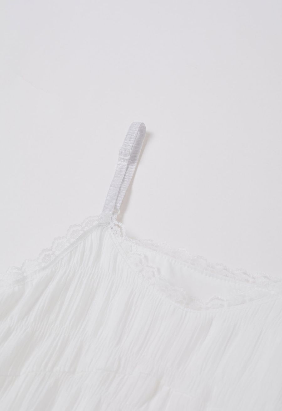 Lace Tiered Embossed Cami Midi Dress