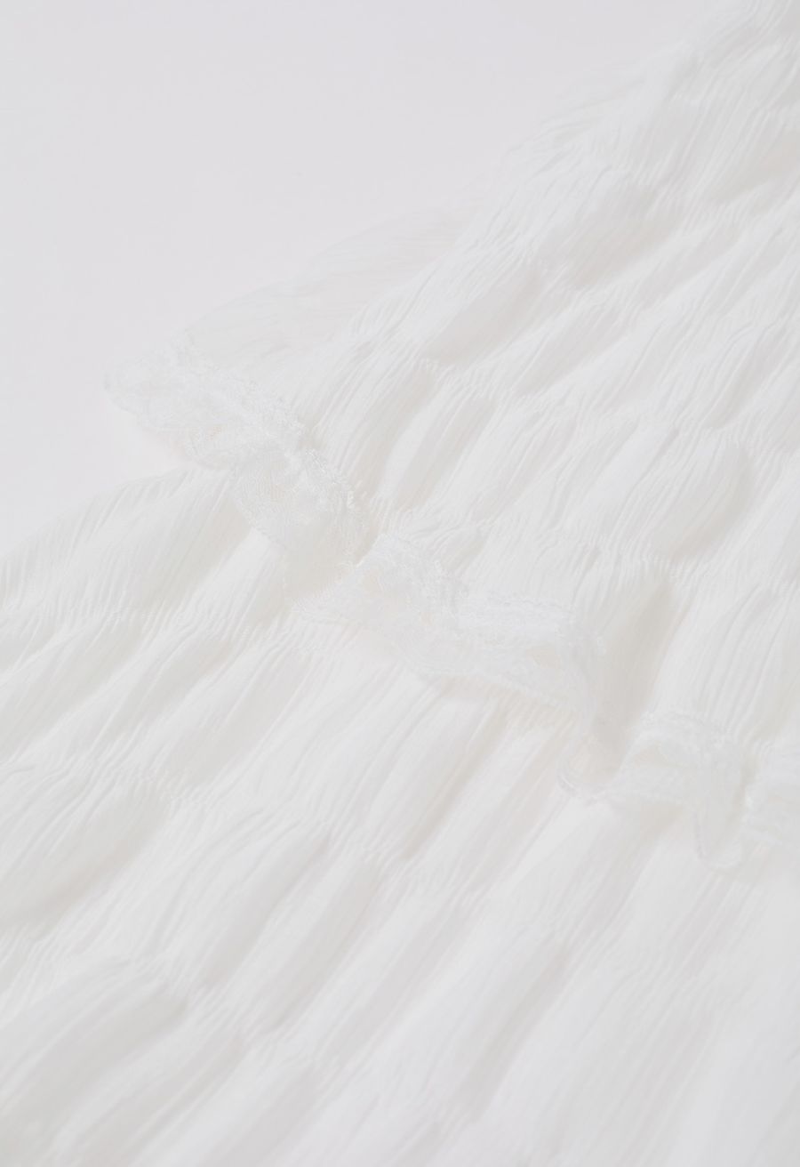 Lace Tiered Embossed Cami Midi Dress