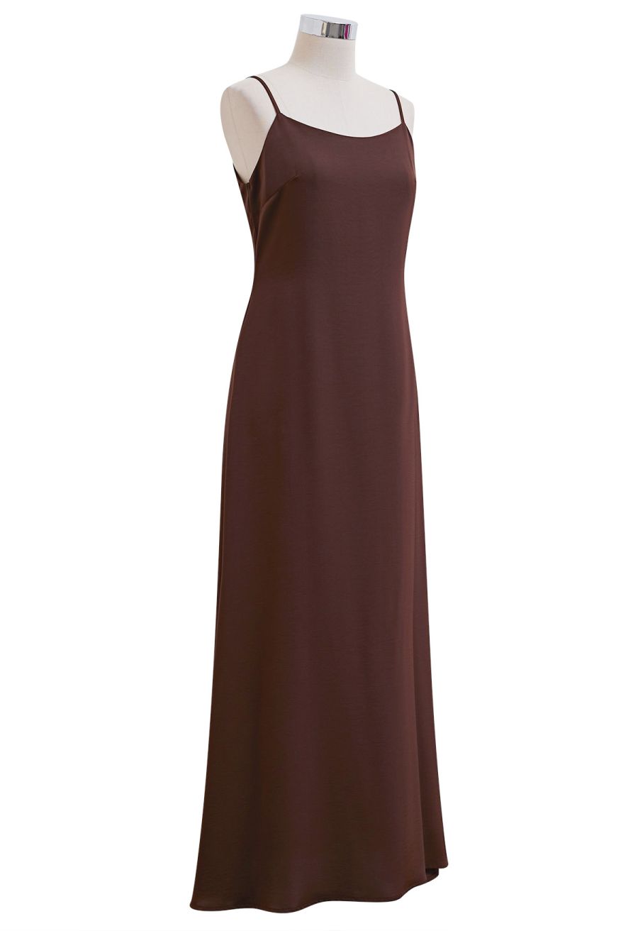 Simplicity Backless Cami Dress in Brown
