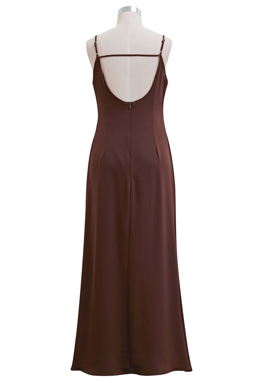 Simplicity Backless Cami Dress in Brown