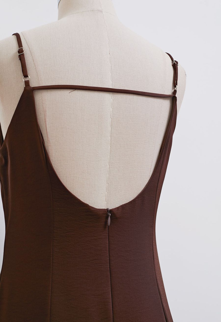 Simplicity Backless Cami Dress in Brown