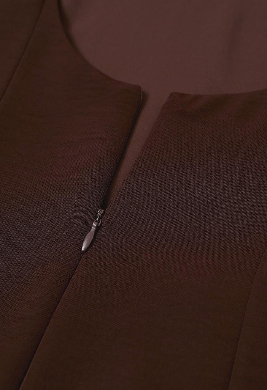 Simplicity Backless Cami Dress in Brown