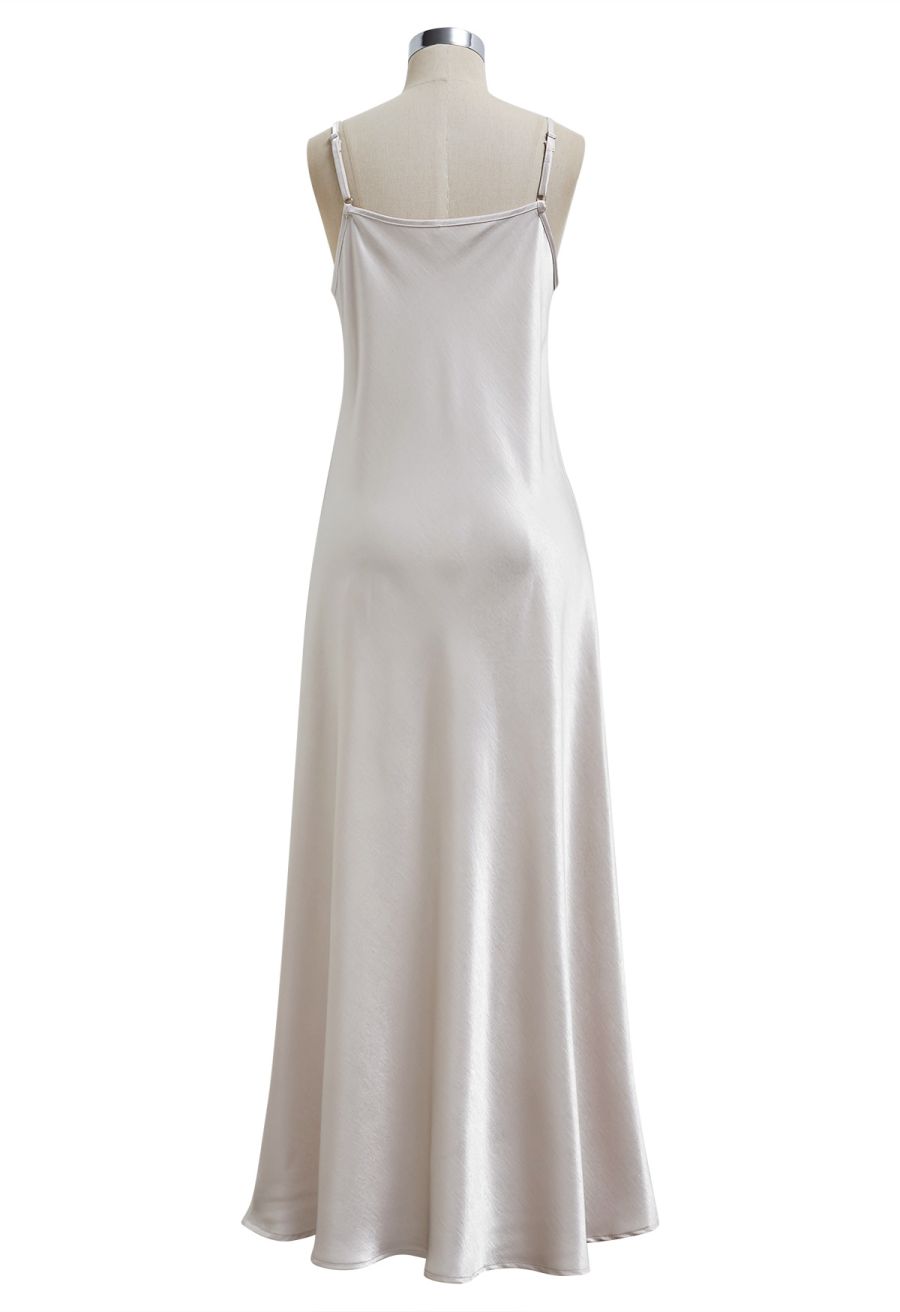 Texture Satin Backless Maxi Dress in Ivory