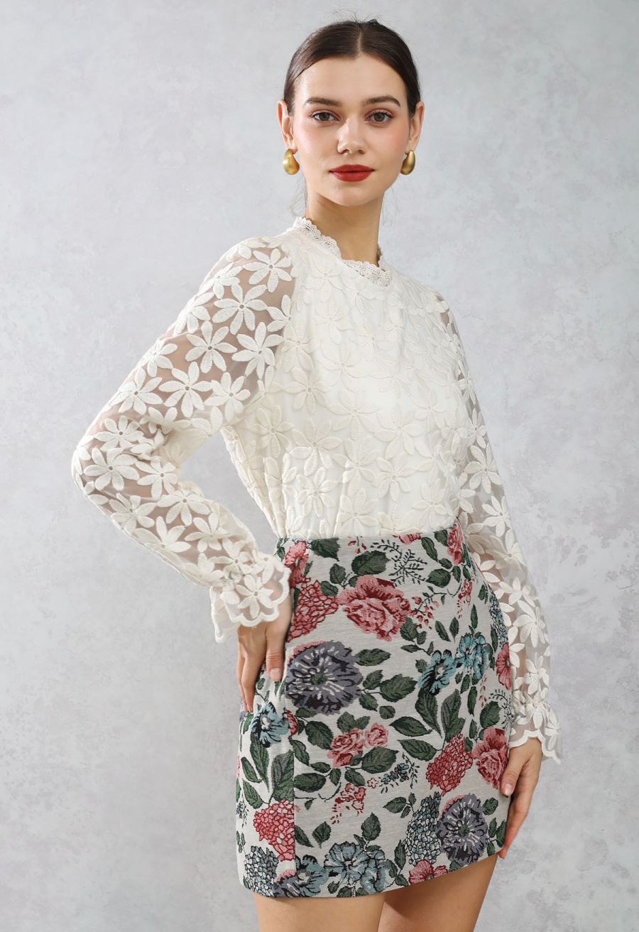 Vintage Bloom Canvas Mini Bud Skirt