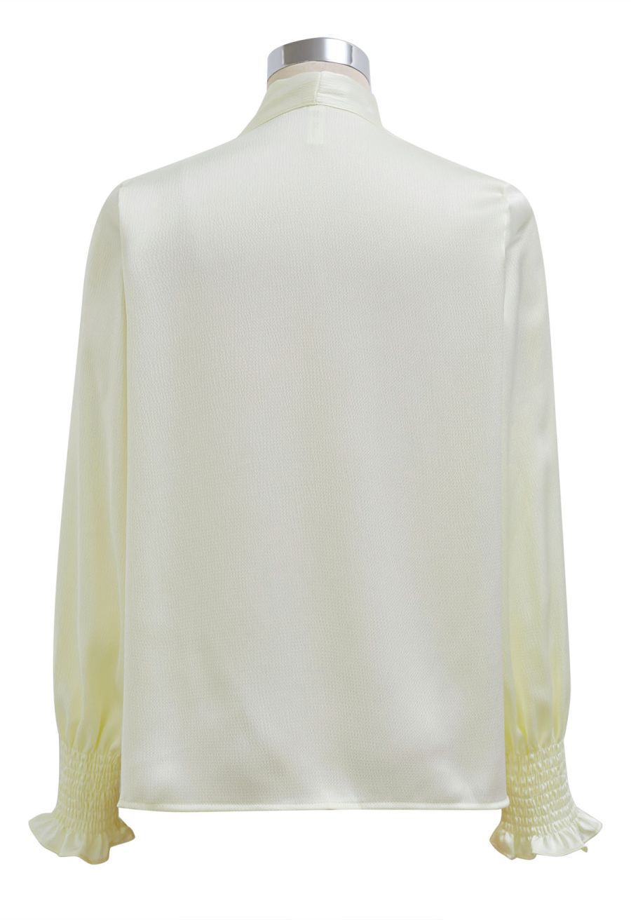 Self-Tie Bowknot Embossed Shirt